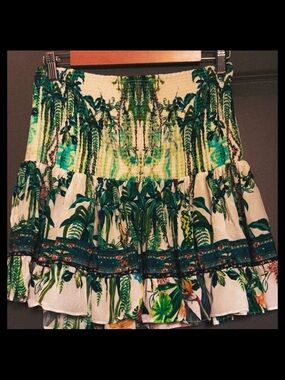 Camilla Green Tropical Tiered Mini Skirt